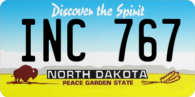 ND license plate INC767