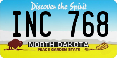 ND license plate INC768