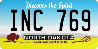 ND license plate INC769