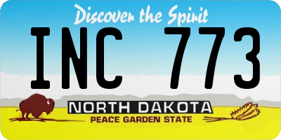 ND license plate INC773