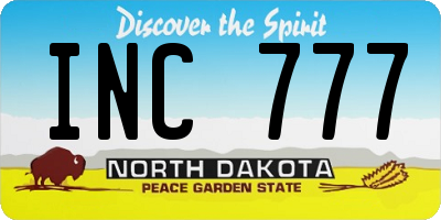 ND license plate INC777