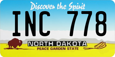 ND license plate INC778