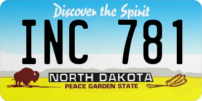 ND license plate INC781