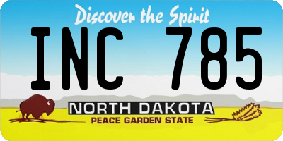 ND license plate INC785