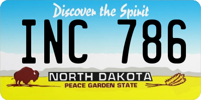 ND license plate INC786