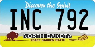 ND license plate INC792