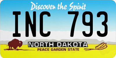 ND license plate INC793