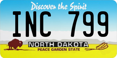 ND license plate INC799