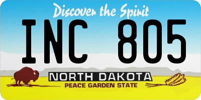 ND license plate INC805