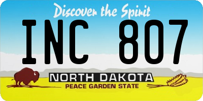 ND license plate INC807