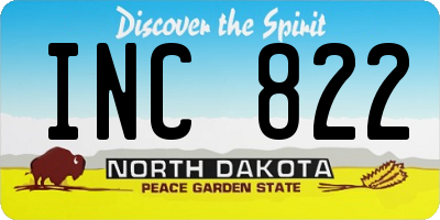 ND license plate INC822