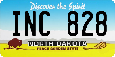 ND license plate INC828