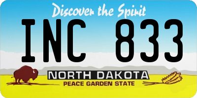 ND license plate INC833