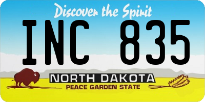 ND license plate INC835