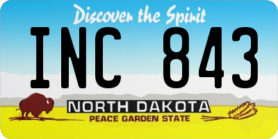 ND license plate INC843