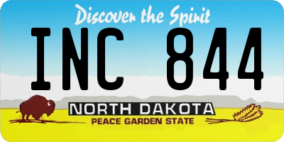 ND license plate INC844