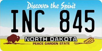 ND license plate INC845