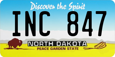 ND license plate INC847