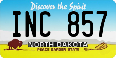 ND license plate INC857