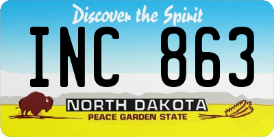 ND license plate INC863