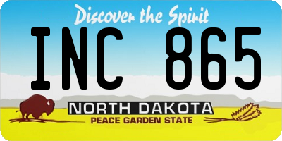 ND license plate INC865