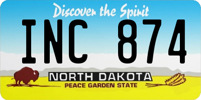 ND license plate INC874