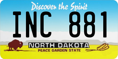 ND license plate INC881