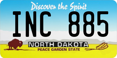 ND license plate INC885