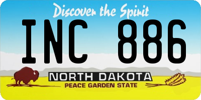 ND license plate INC886