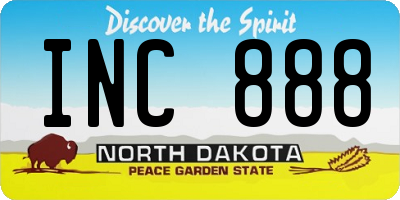 ND license plate INC888