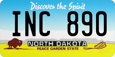 ND license plate INC890