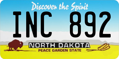 ND license plate INC892