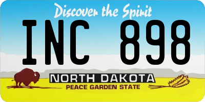 ND license plate INC898