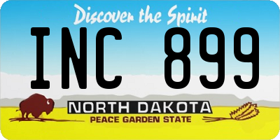 ND license plate INC899