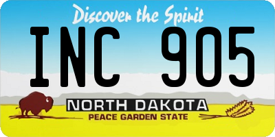 ND license plate INC905