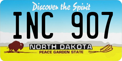 ND license plate INC907