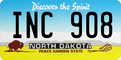 ND license plate INC908