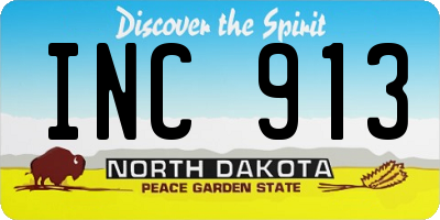 ND license plate INC913