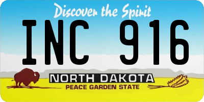 ND license plate INC916