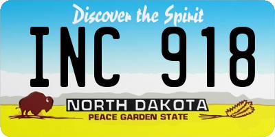 ND license plate INC918