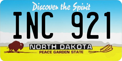 ND license plate INC921