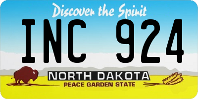 ND license plate INC924