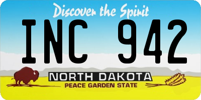 ND license plate INC942