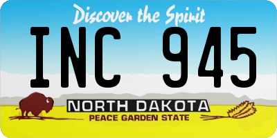 ND license plate INC945