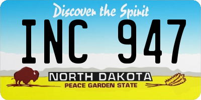 ND license plate INC947