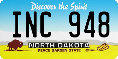 ND license plate INC948