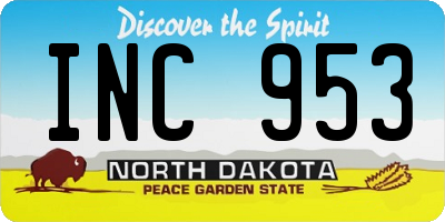 ND license plate INC953