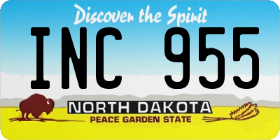 ND license plate INC955