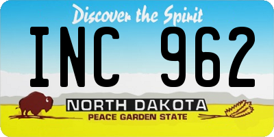 ND license plate INC962