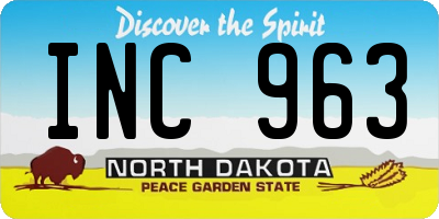 ND license plate INC963